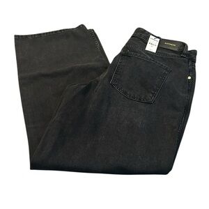 EXPRESS black relaxed straight leg jeans with short inseam
